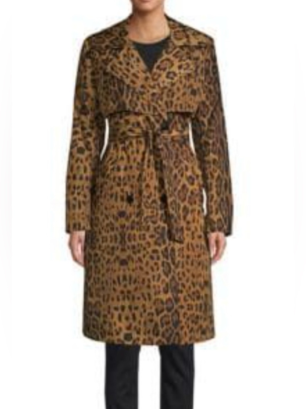 NWT JANE POST ITALIAN LEOPARD STORM TRENCH RAIN SLICKER COAT RAINCOAT JACKET S